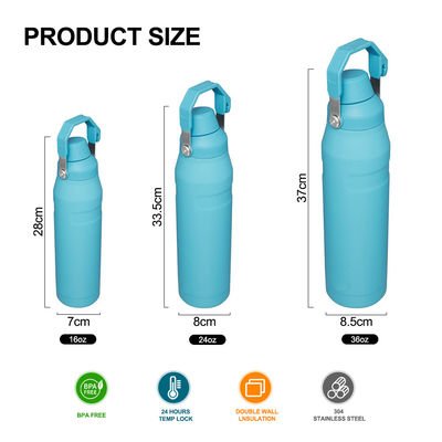 16oz/24oz/36oz Термоизоляция Нержавеющая сталь бутылка с водой для порошкового покрытия