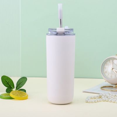 7.6*19.7CM Портативный стальной кофейной кружки с соломой и крышками без BPA