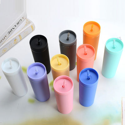 16 унций вместимость на заказ двойные стены Tumblers с крышкой и соломой из PP пластика