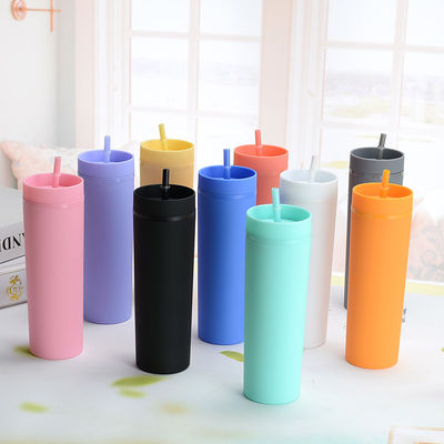 16 унций вместимость на заказ двойные стены Tumblers с крышкой и соломой из PP пластика