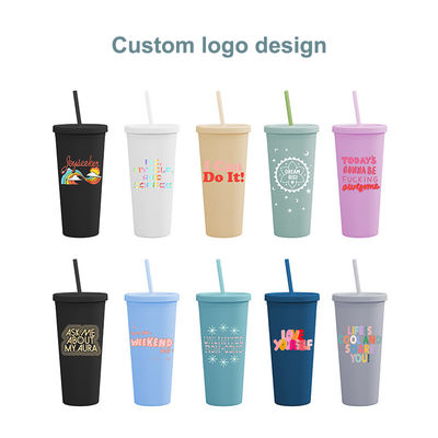 Многоразовый пластик AS PP Tumbler с соломой и крышкой Custom Logo Водяной стакан для ледяного кофе путешественный кружка