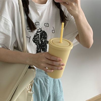 Многоразовый пластик AS PP Tumbler с соломой и крышкой Custom Logo Водяной стакан для ледяного кофе путешественный кружка