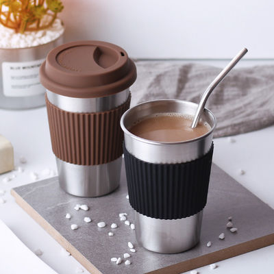 Нержавеющая сталь кофейная кружка на заказ 17 унций двойной стены 18/8 Tumbler с силиконовым рукав