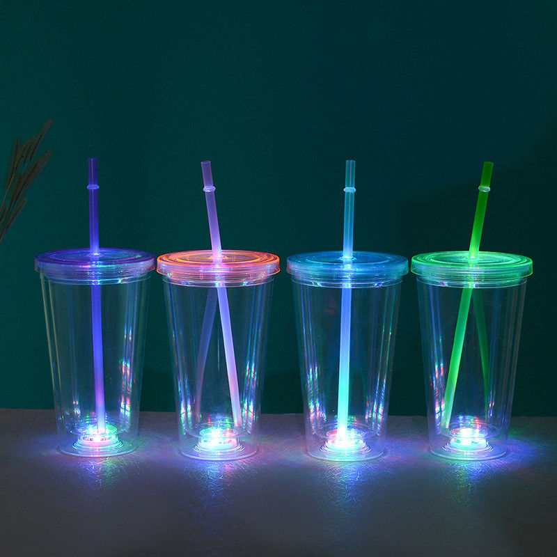16oz Led питье Питьевая вечеринка Вода мигающие огни освещают чашку Пластиковый Led Double Wall Tumbler