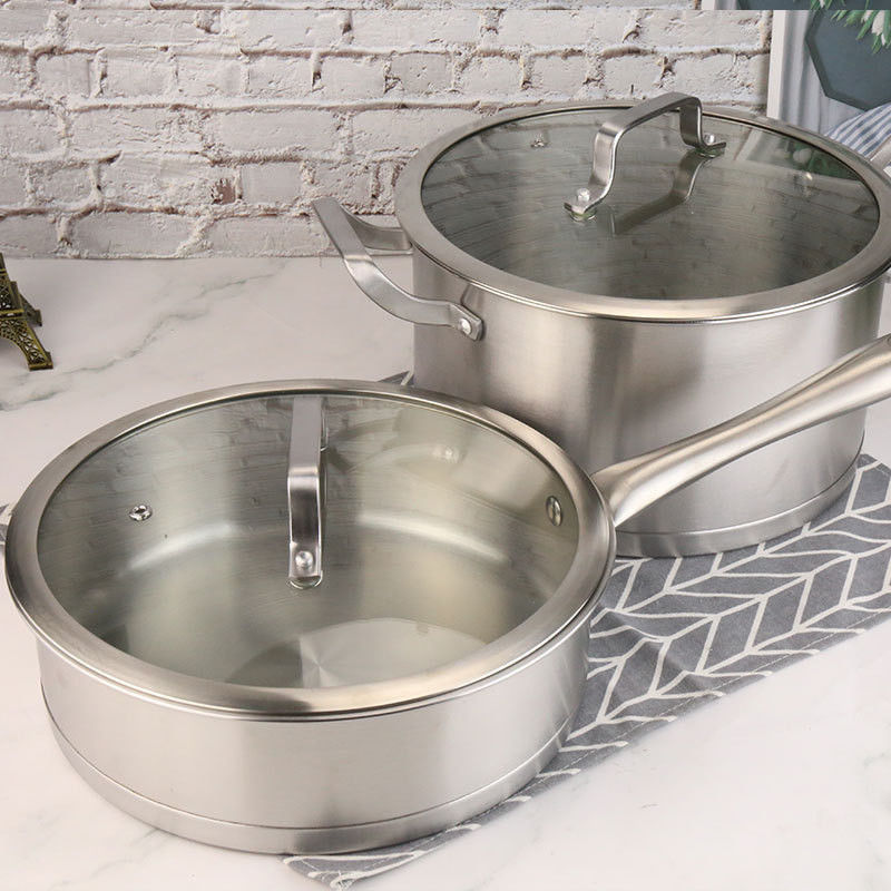 1.65kg Кулинарный набор Кухонные горшки и сковородки Нержавеющая сталь Кулинарная одежда со стеклянным покрытием